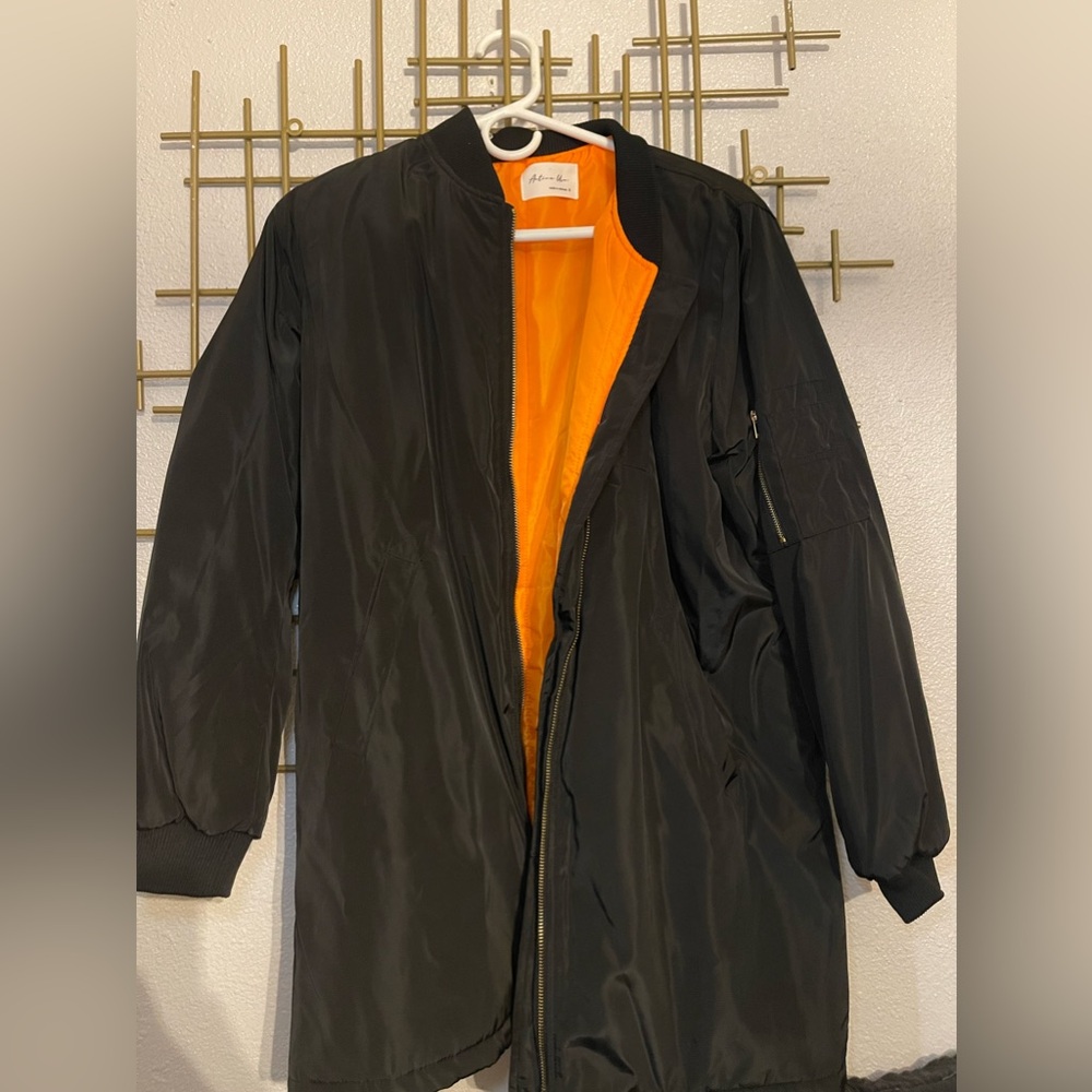 Active USA Black Long Length Bomber Jacket